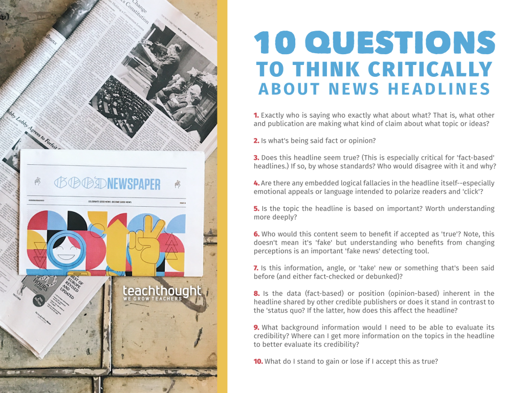 10 questions to think critically about news headlines